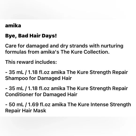 Amika The Kure Strength Repair 3 Piece Trial Set BRAND NEW/SEALED - Picture 4 of 13
